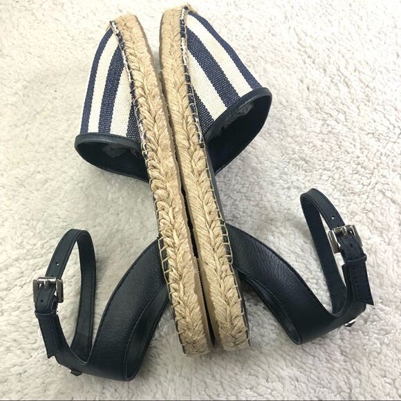SAM EDELMAN VIVIAN ANKLE STRAP ESPADRILLE NAVY & WHITE STRIPE - Picture 7 of 9